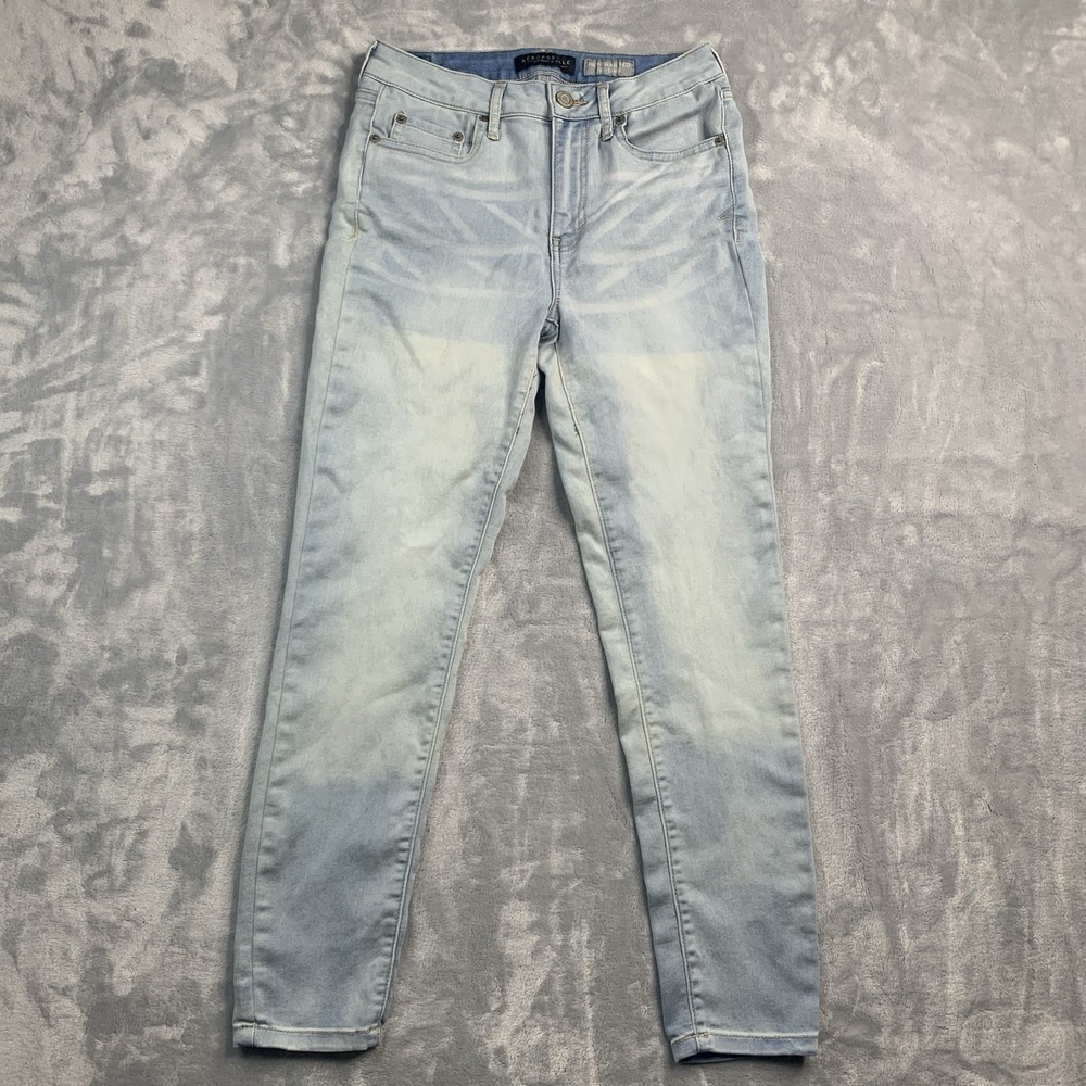 Aeropostale‎ Women Blue Denim Light Wash High Waisted Jegging Jeans Size 4 Short